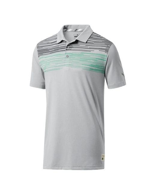 PUMA Gray Pin High Striped Polo Shirt for men