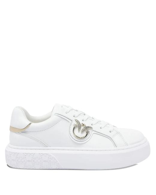 Pinko White Logo-Detail Flatform Sneakers
