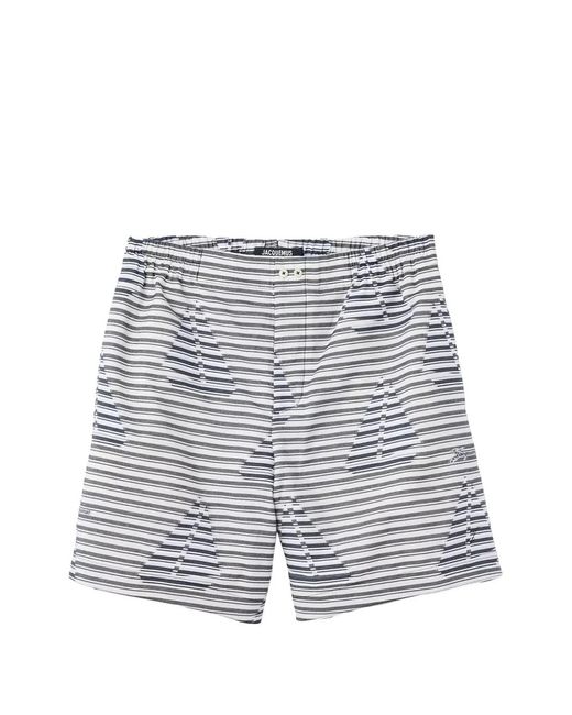 Jacquemus Blue Short Rayé À Imprimé Voilier for men