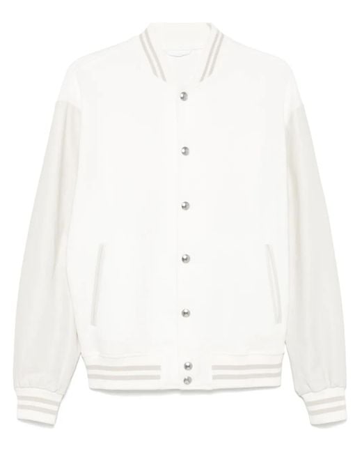 Bomber Con Inserti di Eleventy in White da Uomo