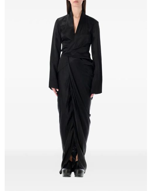Rick Owens Black Long Wrap Gown