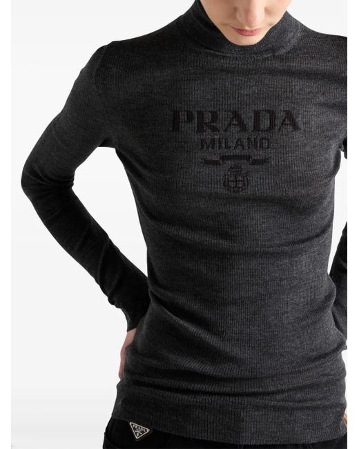 Prada Wollen Coltrui in het Black