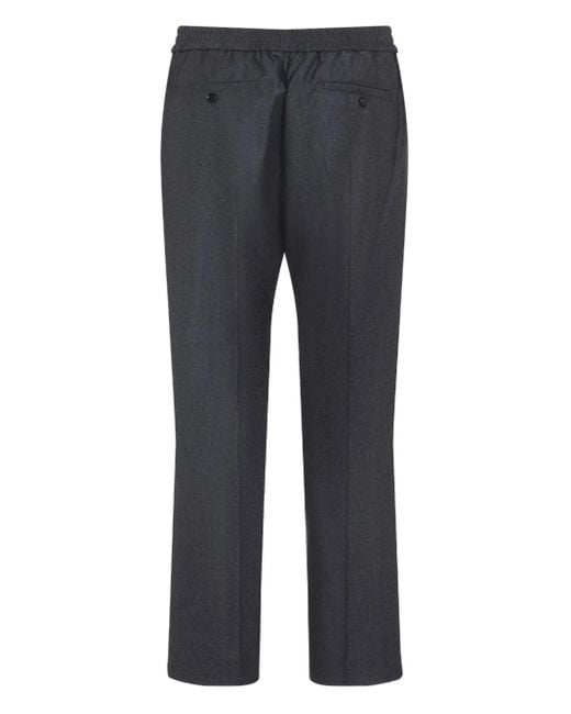 AMI Gray Elasticated-Waist Wool Trousers for men