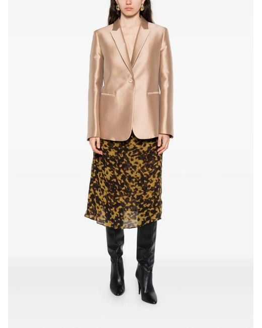 Alberta Ferretti Natural Buttoned Peak-Lapel Jacket