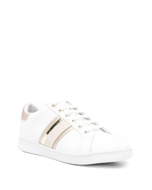 Geox White Jaysen Leather Panelled Lace-Up Sneakers