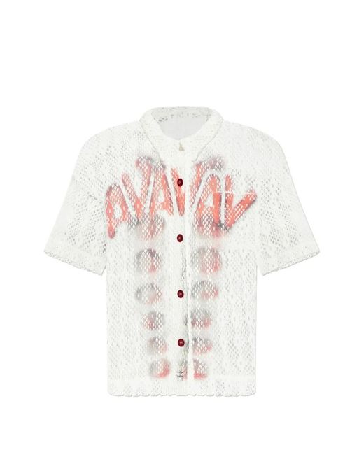 AVAVAV White Mesh Button Shirt for men