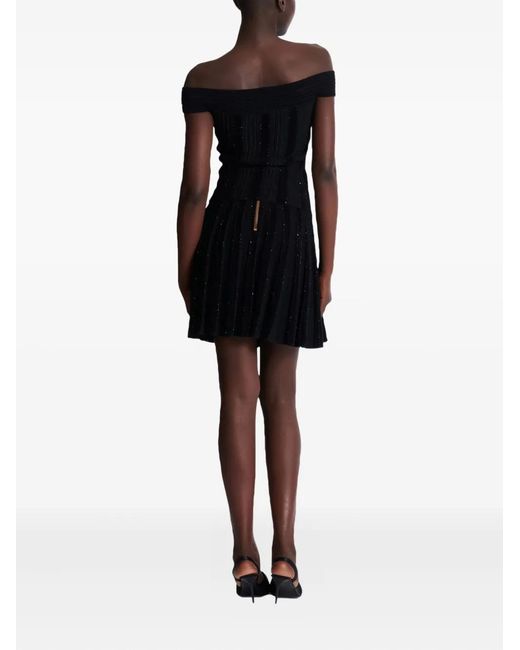 Balmain Black Glitter Off-The-Shoulder Top