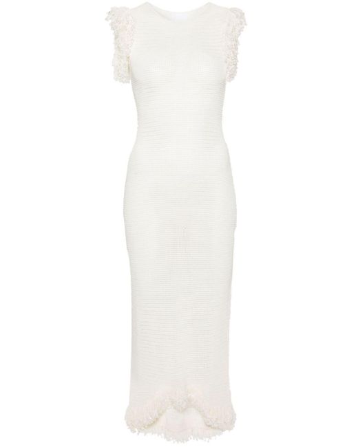Paris Georgia Opengebreide Maxi-jurk in het White