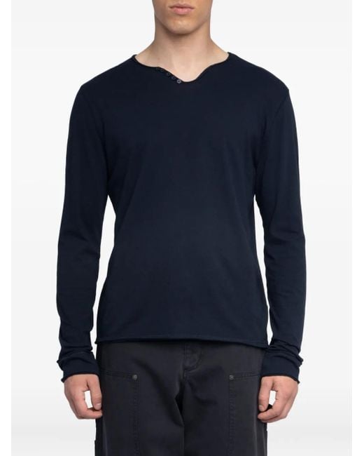 Zadig & Voltaire Blue Organic Cotton T-Shirt for men
