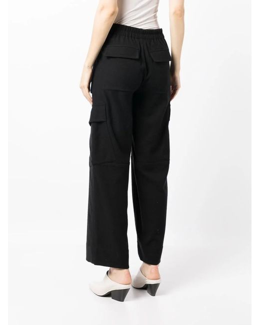Vince Black Flannel Wide-Leg Trousers