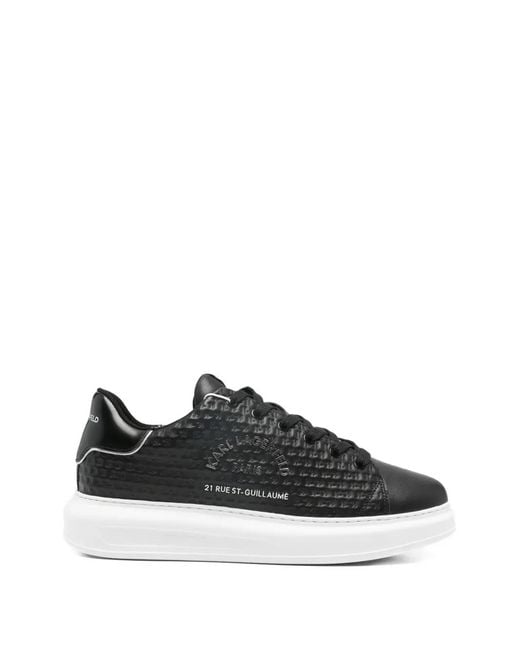 Karl Lagerfeld Black Kpri Microgram-Pattern Sneakers for men