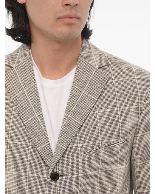 Corneliani Gray Checked Single-Breasted Circle Blazer for men