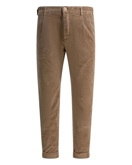 Jacob Cohen Natural Corduroy Pleated Trousers for men
