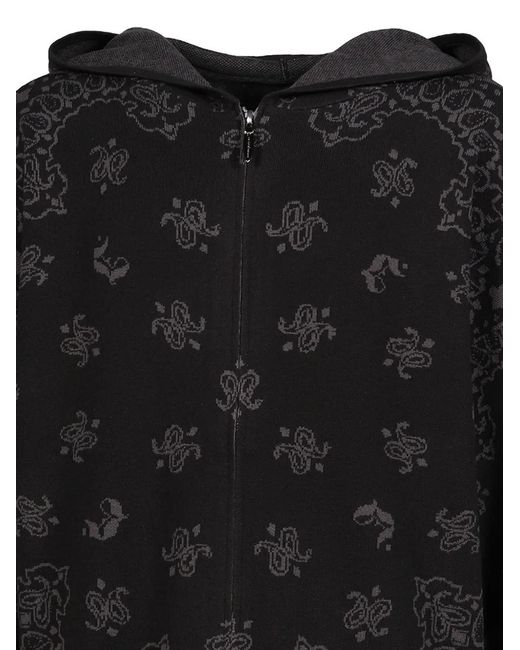 JUN/NAKAYAMA Black Paisley-Pattern Zip-Up Hoodie for men