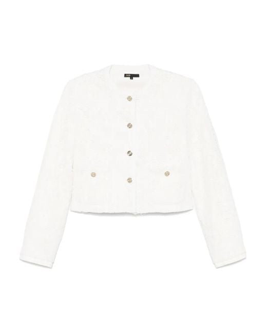 Maje White Jacke Aus Guipure-Spitze
