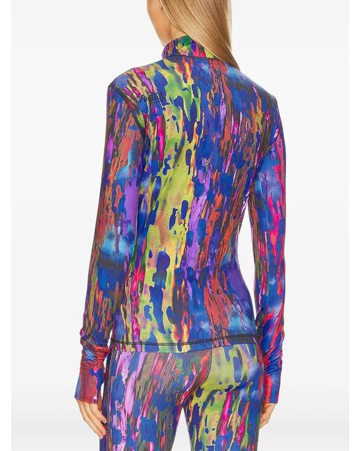Aztech Mountain Blue Abstract-Print Mock-Neck Top