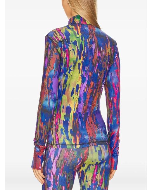 Aztech Mountain Blue Abstract-Print Mock-Neck Top