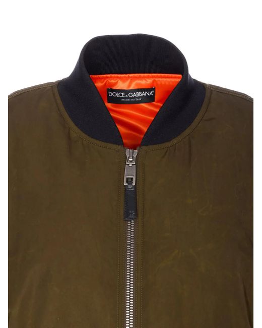 Dolce & Gabbana Brown Gathered-Detail Bomber Jacket
