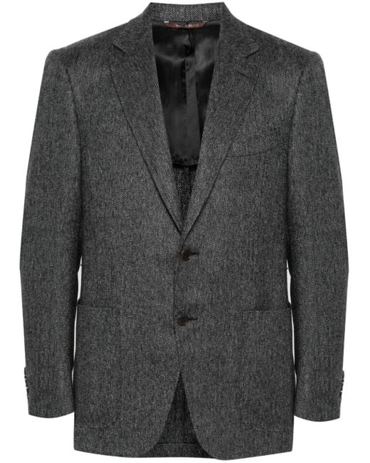 Canali Black Herringbone-Pattern Blazer for men