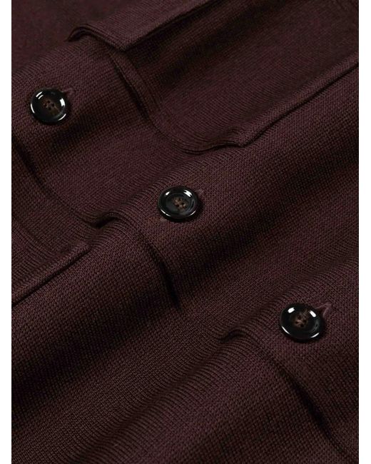 Lardini Brown Knitted Flap-Pocket Jacket for men