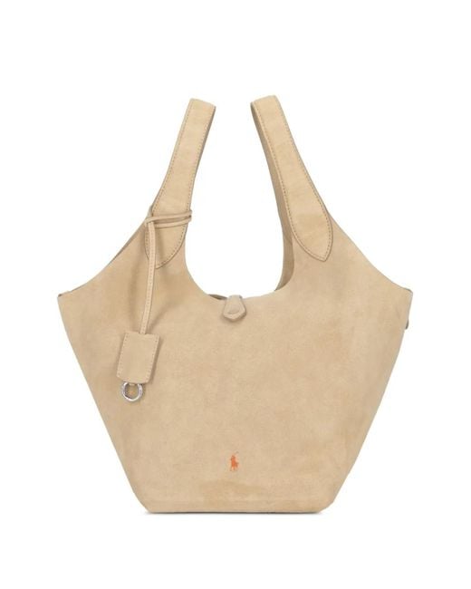 Polo Ralph Lauren Natural Polo Play Suede Tote Bag