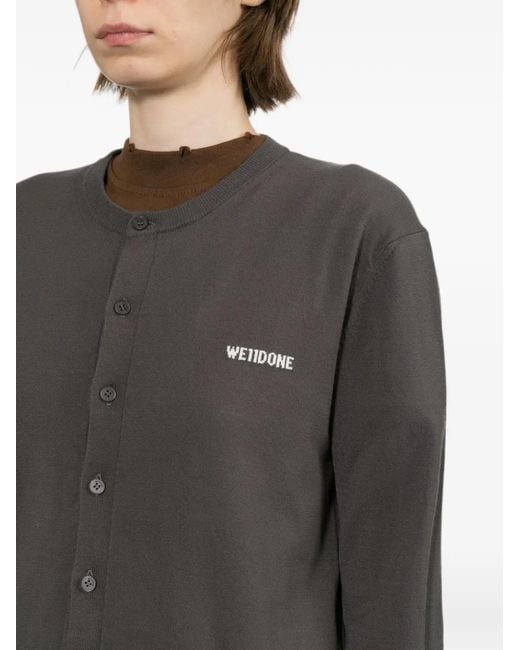 we11done Brown Crew-Neck Long-Sleeve Cardigan