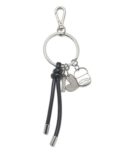 DIESEL White Heart Charms Keyring