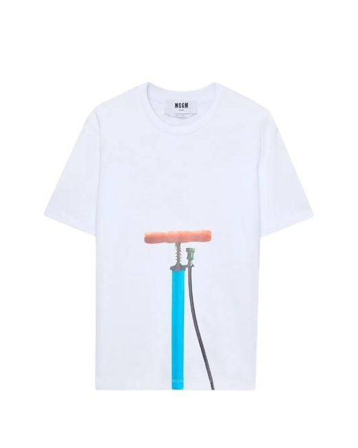 MSGM White T-Shirt À Imprimé Graphique for men
