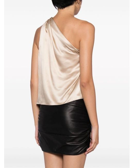 Michelle Mason Natural Asymmetric Halterneck Silk Top