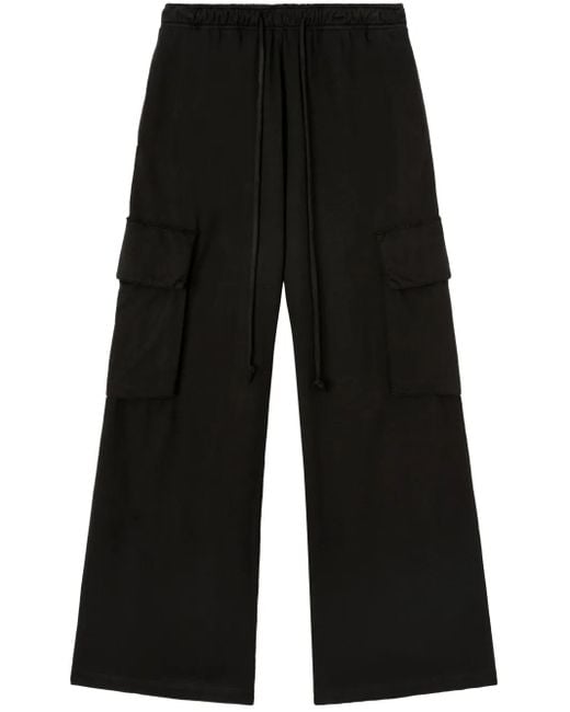 Palm Angels Black Wide-Leg Cotton Cargo Trousers