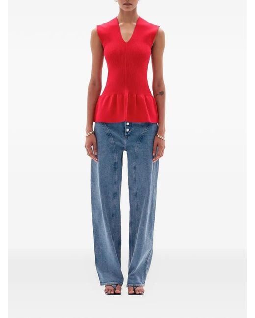 Yuzefi Red Orin Peplum Top
