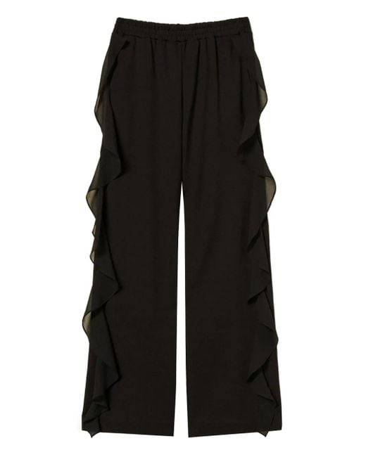 Twinset ラッフル ストレートパンツ Black