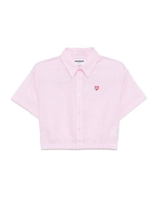 Chocoolate Pink Cropped Shirt Jacket