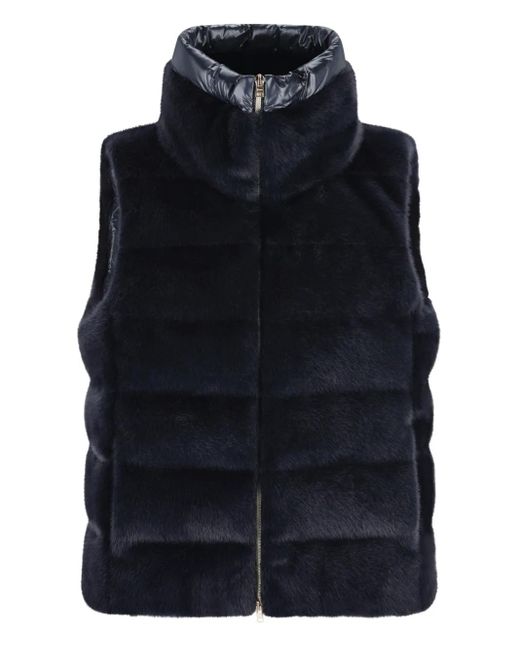 Gilet Trapuntato A Collo Alto di Herno in Blue