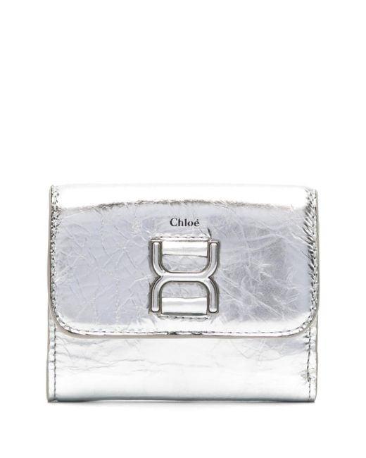 Chloé Gray Tri-fold Leather Wallet