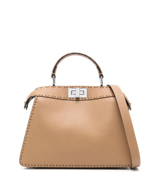 Fendi Peekaboo I See U Kleine Shopper in het Natural