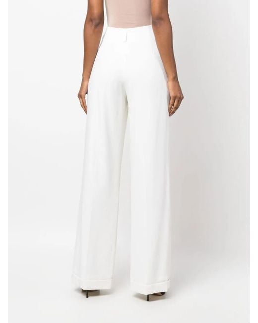 Ralph Lauren White Wide-Leg Tailored Trousers