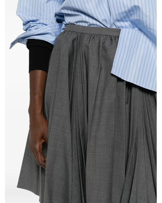ShuShu/Tong Gray Pleated Midi Skirt