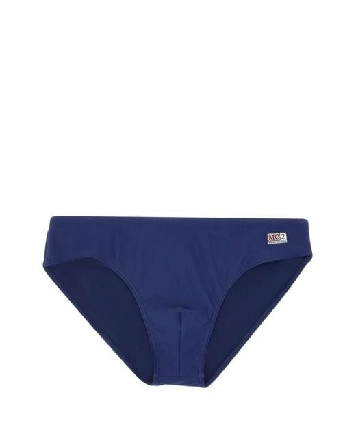 Mc2 Saint Barth Blue Cayo Logo-Patch Swim Briefs for men