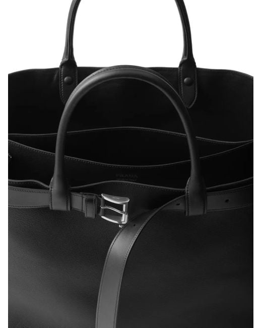 Borsa A Mano Double Belt Media di Prada in Black da Uomo