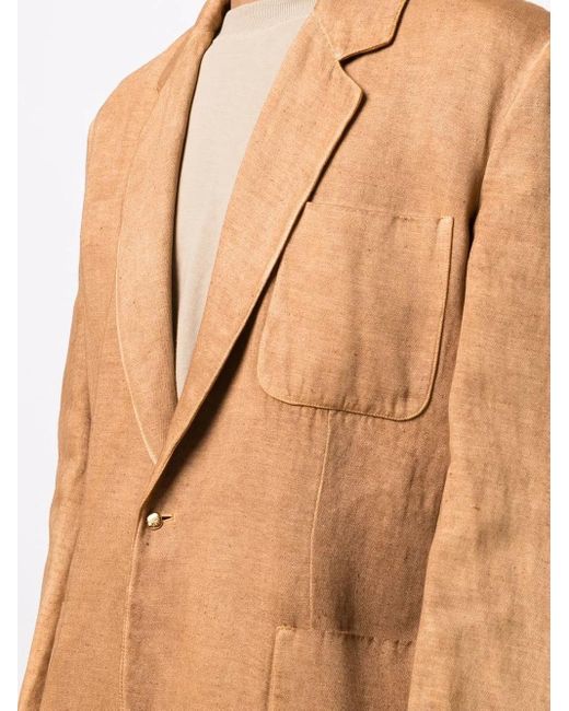 Federico Curradi Brown Notched-Lapels Single-Breasted Blazer for men