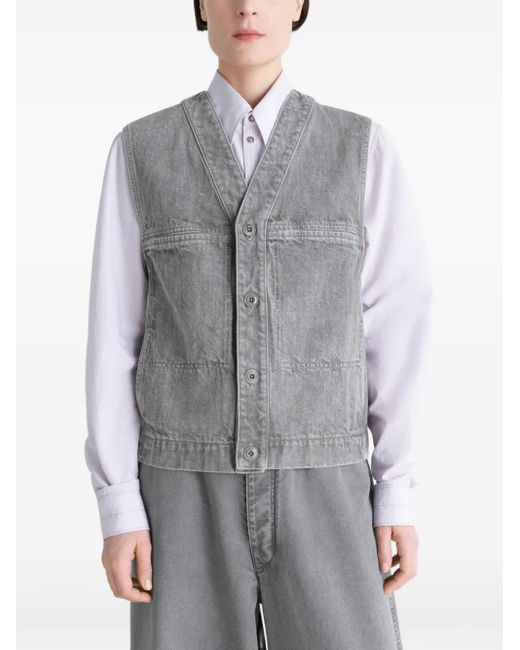 Lemaire Gray Button-Fastening Denim Gilet