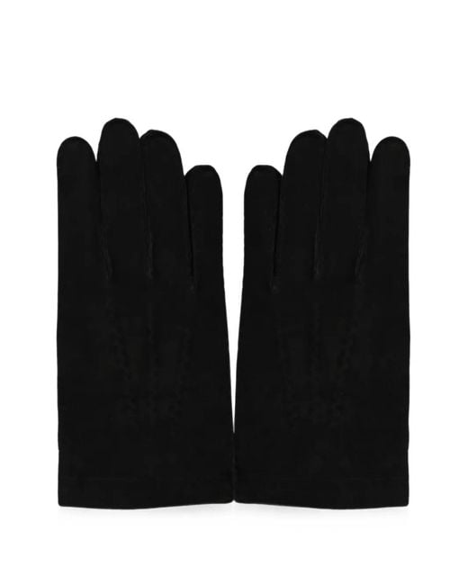 Moorer Black Suede-Finish Gloves for men
