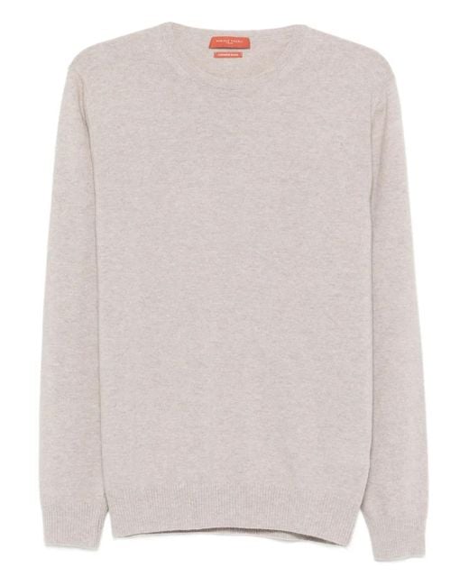 Daniele Fiesoli Natural Crew-Neck Wool-Blend Sweater for men
