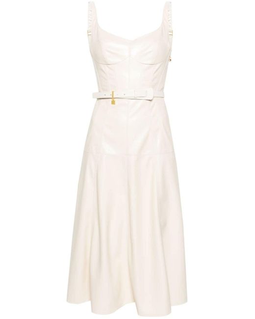 Elisabetta Franchi White Panelled A-line Midi Dress