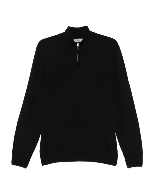 Canali Black High-Neck Zip-Front Sweater for men