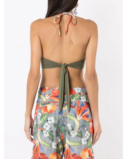 Amir Slama Red Floral-Appliqué Crop Top