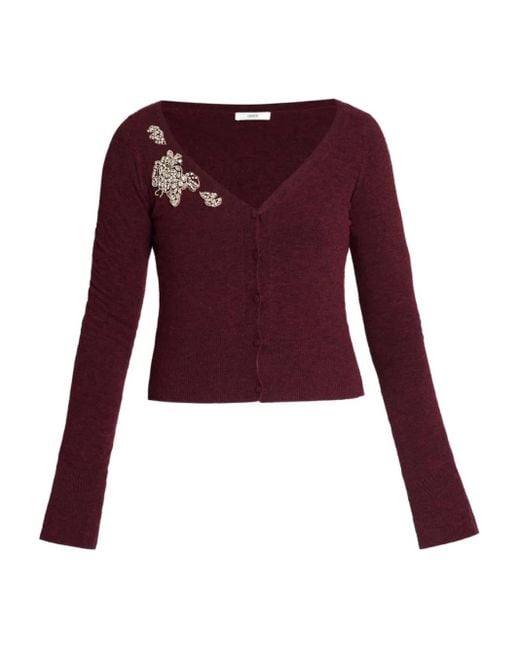 Erdem クロップド カーディガン Red