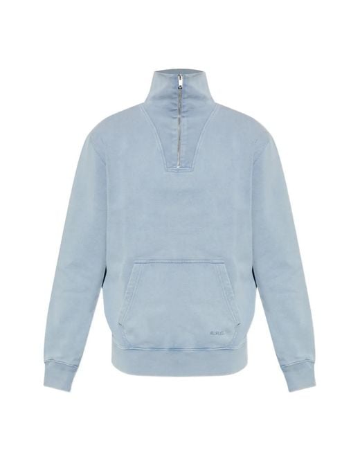A.P.C. Blue Half-Zip Cotton Sweatshirt for men