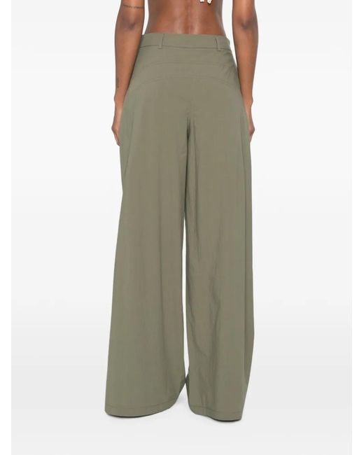 MOUTAKI Green Belt-Loop Wide-Leg Palazzo Pants